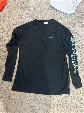 Columbia Black Long-Sleeve PFG Shirt with Mint Logo